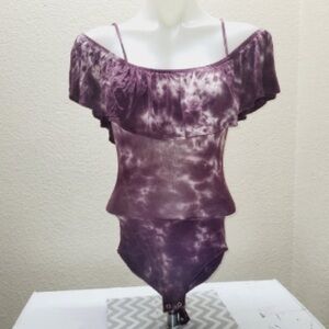 * American eagle outfitters XS bodysuit ruffle tank top purple tie dye